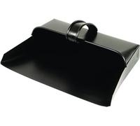 Heavy Duty Metal Dustpan with Handle Industrial Design Large Black Hooded Cleaning Scoop also Suitable for homes, log burners, stoves, workshops, and gardens (Dust Pan)