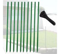 Heavy Duty Metal Fence Post with No-Dig Pointed Bottom & Zip Ties, Ideal for Garden Wire Rope Fencing and Support