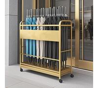 Heavy Duty Metal Frame Umbrella Stand With Wheels & Removable Drip Tray - Large Capacity Outdoor/indoor Umbrella Holder For Entryway & Office Use Gold 100 * 20 * 70CM/39.4 * 7.9 * 27.6IN