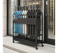 Heavy Duty Metal Frame Umbrella Stand With Wheels & Removable Drip Tray - Large Capacity Outdoor/indoor Umbrella Holder For Entryway & Office Use Black 60 * 20 * 70CM/23.6 * 7.9 * 27.6IN