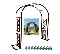 Heavy Duty Metal Garden Arbor Pergola Arch for Climbing Plants & Vines 9 PCS Support Clips Included Perfect for Weddings 2.8x2.7m (Brown)