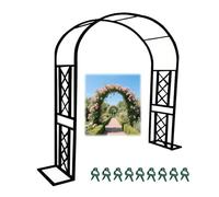 Heavy Duty Metal Garden Arbor Trellis Pergola Arch for Climbing Plants & Vines 9 PCS Support Clips Included Black Wedding Ceremony Frame 2.4x2.4m