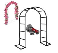 Heavy Duty Metal Garden Arch 2.0M 2.4M Climbing Plants Support Trellis Rose Flower Pergola Outdoor Wedding Decoration Black Arbor for Garden Pathway (W80 x H220cm)