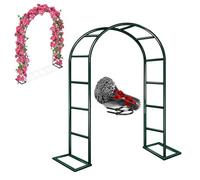 Heavy Duty Metal Garden Arch, 2.4M Wide Outdoor Climbing Plants Support, Rose Flower Pergola Trellis Frame, Wedding Decoration, Green (W280 x H220cm)