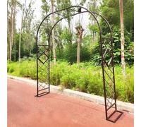 Heavy Duty Metal Garden Arch Arbor Trellis for Climbing Plants 90.5" to 106" Adjustable Pergola WeatherResistant with 2 PCS Base Perfect for Vineyards and Outdoor Decor (Brown)