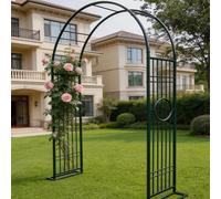 Heavy Duty Metal Garden Arch Rust Resistant Easy Assembly No Tools Required Decorative Trellis for Climbing Plants Dark Green 140x40x230cm Perfect for Gardens & Outdoor Spaces