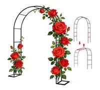 Heavy-Duty Metal Garden Arch Trellis for Climbing Plants 3.5m x 2.2m Black Rose Archway with Base Perfect for Party Decorations and Outdoor Arbor Support