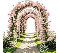 Heavy Duty Metal Garden Arch Trellis for Climbing Plants 7.5ft Decorative Arbor with Stable Base Ideal for Weddings and Parties Available in White Black Brown Green (Cream 320cm X 230cm)