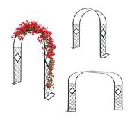Heavy Duty Metal Garden Arch Trellis for Climbing Plants Black Galvanized Steel Arbor for Patio & Backyard Wedding Decor 300cm W x 230cm H Ideal for Ivy & Roses
