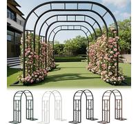 Heavy Duty Metal Garden Arch Trellis for Climbing Plants Double Walkway Arbor Decor Outdoor Iron Arch for Roses & Vines 340cm x 230cm Brown Garden Entrance