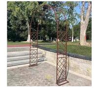 Heavy Duty Metal Garden Arch Trellis for Climbing Plants Durable Support Arbor with Base Adjustable Heights 5.912.1 Ft Brown Perfect for Outdoor Decor