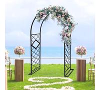 Heavy Duty Metal Garden Arch Trellis for Climbing Plants, Roses & Vines - Sturdy Outdoor Pergola for Weddings & Patios - Adjustable 1.40m to 2.40m (Black)
