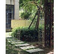 Heavy Duty Metal Garden Arch with Floor Spikes - Large, Strong Support for Climbing Plants, Roses, Vegetables - Vintage White Outdoor/Indoor Decor
