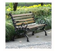 Heavy Duty Metal Garden Bench, Weatherproof Outdoor Seat with Backrests and Armrests, Modern Wooden Design for Park and Patio