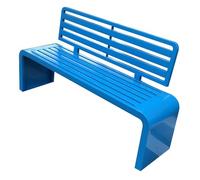 Heavy-Duty Metal Garden Bench with Backrest, Galvanized Steel Outdoor Park Seat for Porch & Backyard, Slatted Design, 47.2in Blue Garden Furniture