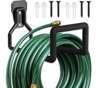 Heavy Duty Metal Garden Hose Holder Wall Mount - Sturdy Water Hose Reel Hook for Outside Yard, Garage or Fence - Holds Up to 150ft Garden Hose, Durable Wall Mounted Hose Hanger, Pack of 2
