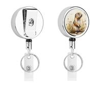 Heavy Duty Metal Gopher and Grass Badge Reel for Nurse Teacher Retractable Lanyard Badge Holders with 360° Swivel Alligator Clip Id Card Holder for Name Tag Event Pass Key Credit Card