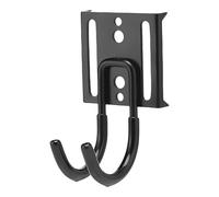 Heavy Duty Metal Hooks, Black, 0.2 in Iron, Wall Mount Garage Tool Hanger, Double Hook Design, 2.4 in Wide, 2.6 x 2.6 in Mounting Plate