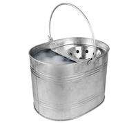 Galvanised Metal Mop Bucket With Wringer - 16L Heavy Duty Thick Metal Steel Bucket For Home, Office, General Cleaning