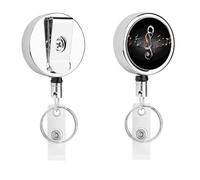 Heavy Duty Metal Music Note Badge Reel for Nurse Teacher Retractable Lanyard Badge Holders with 360° Swivel Alligator Clip Id Card Holder for Name Tag Event Pass Key Credit Card