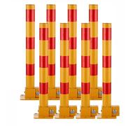 Heavy-Duty Metal Parking Bollards - Waterproof Driveway Security Posts with Anchor Bolts for Enhanced Traffic Control in Commercial & Residential Areas (8PCS Red)