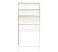Heavy-Duty Metal Pegboard Set - Cold-Rolled Steel 4 Boards & 3-Layer Rack Floating Shelves for Office & Garage Tool Storage 88lbs Capacity (White 92x190cm)