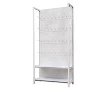 Heavy-Duty Metal Pegboard with 40 Hooks - Freestanding White Storage Solution for Garage Kitchen Office & Living Room - Cold-Rolled Steel 154lbs Load Capacity Double-Layer Rack (103x220cm/40x87in)