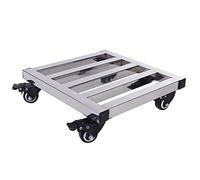 Heavy Duty Metal Plant Caddy with Lockable Wheels - Square Rolling Stand for Indoor/Outdoor Use Durable Steel Pot Mover 35cm Silver Garden Accessory