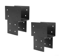 Heavy Duty Metal Post Cap Tie-Down Bracket for Wooden Gazebo Beam Column Connection, Fits 4x4 Inch Posts, Black Outdoor Structure Support Hardware(2pcs)