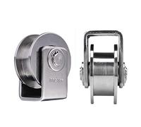Heavy Duty Metal Pulley Wheel H Groove Track Roller Stainless Steel Bearings Silent Operation Durable Cable Guide 2 Pack Ideal for Trailers and Machinery.