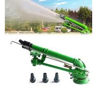 Heavy-Duty Metal Pulse Sprinkler Gun with 3 Replacement Nozzles, 40-100m Range, Adjustable 4-8bar, for Lawn Garden Outdoor Use