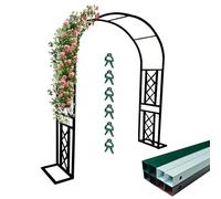 Heavy Duty Metal Rose Arch Garden Trellis Arbor, 6 PCS Plant Support Clips, Pergola for Outdoor Patio, Lawn & Climbing Plants, Sturdy Garden Frame