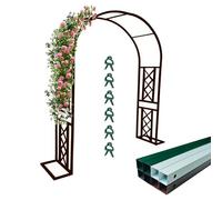Heavy Duty Metal Rose Arch Garden Trellis Arbor, Sturdy Pergola for Climbing Plants, Includes 6 Plant Support Clips, Ideal for Outdoor Patio & Lawn Decor