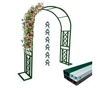 Heavy Duty Metal Rose Arch Trellis Arbor - 6 PCS Plant Support Clips for Climbing Plants, Outdoor Pergola for Garden, Patio, Lawn Decor