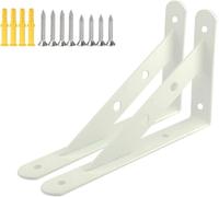 Heavy Duty Metal Shelf Brackets - 30cm & 50cm Corner Support Braces - Triangle Floating Shelves - 1 Pair White 300x190mm (11.8x7.5in) - Ideal for Industrial & Home Use