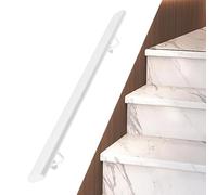 Heavy Duty Metal Stair Railing, Modern Wall Mount Handrail with Stable Brackets for Wood, Brick & Concrete Walls(White,1.6m/5.24ft)