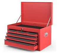 Heavy-Duty Metal Tool Chest - 6-Drawer Rolling Storage with Automatic Lock Ball Bearing Slides EVA Mats Portable Tool for Garage and Workshop