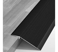 Heavy Duty Metal Transition Strip for Uneven Floors - Floor Reducer for Wood Tile Laminate Concrete - Edging Trim (Black 95cm/37.4in)