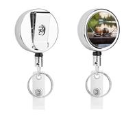 Heavy Duty Metal Two Snails on The Bench Badge Reel for Nurse Teacher Retractable Lanyard Badge Holders with 360° Swivel Alligator Clip Id Card Holder for Name Tag Event Pass Key Credit Card