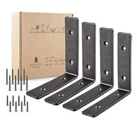 Heavy Duty Metal Wall Brackets: 6 x 6-inch Rustic Steel L Bracket for Hanging DIY Iron Shelving - Hang a Bookshelf or Industrial Shelves - 1.5-inch Wide x 5mm Thick Shelf Supports - Includes Screws