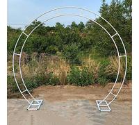 Heavy Duty Metal Wedding Arch - Rust-Resistant Moon Gate Arbor in Black/White for Outdoor Bridal Events, Garden Decor, and Party Setup