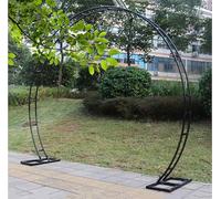 Heavy Duty Metal Wedding ArchRound Rose Garden Arbor with Base RustResistant Circle Background Perfect for Parties & Events Moon Gate Decoration (Size: 2x2.4m Color: Black)