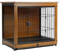 Heavy-Duty Metal Wire Sturdy Locks Design, Durable Pet Indoor Dog Villa For Small And Medium-Sized Dog,With Removable Plastic Tray,Brown-S