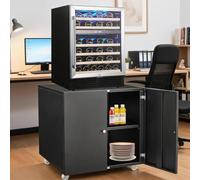 Heavy Duty Mini Fridge Stand with Storage Cabinet, Mobile Printer Stand,