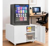 Heavy Duty Mini Fridge Stand with Storage Cabinet, Mobile Printer Stand,