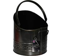 Heavy Duty Mini Metal Fireplace Round Coal Scuttle Bucket Hod (Pewter)
