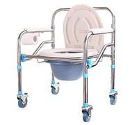 Heavy Duty Mobile Bedside Commode Chair, 660lbs Chair for Toilet With Arms, 4 Lockable Wheels, Height Adjustable Portable Shower Chair for Seniors Elderly Disabled Bariatric