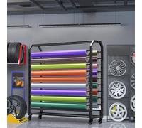 Heavy-Duty Mobile Fabric Roll Storage Rack with Adjustable Rod, Steel Organizer on Wheels for Vinyl, Leather, Window Film & Wallpaper Displays - Perfect for Commercial Use