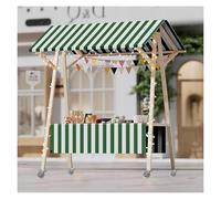 Heavy Duty Mobile Food Cart Vendor with Wheels, Wooden Market Stall Display Stand, Foldable Ice Cream/Hot Dog Pushcart, for Street/Farmers Market/Fairs(Green,120cm/47.2" Wide)
