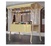 Heavy Duty Mobile Food Cart with Wheels Portable Wooden Snack Display Stand for Selling Sweets Toys & More Street Food Kiosk (Yellow 150cm 59")